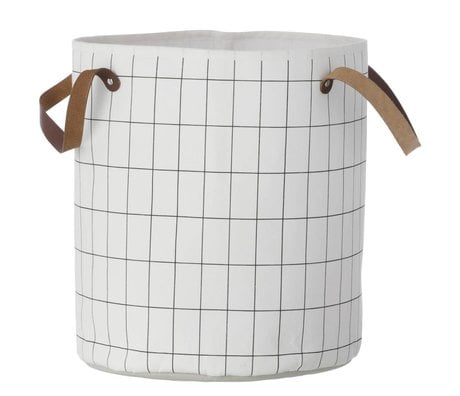 Ferm Living Wäschekorb Grid, schwarz/weiß, 40x60cm - lefliving.de