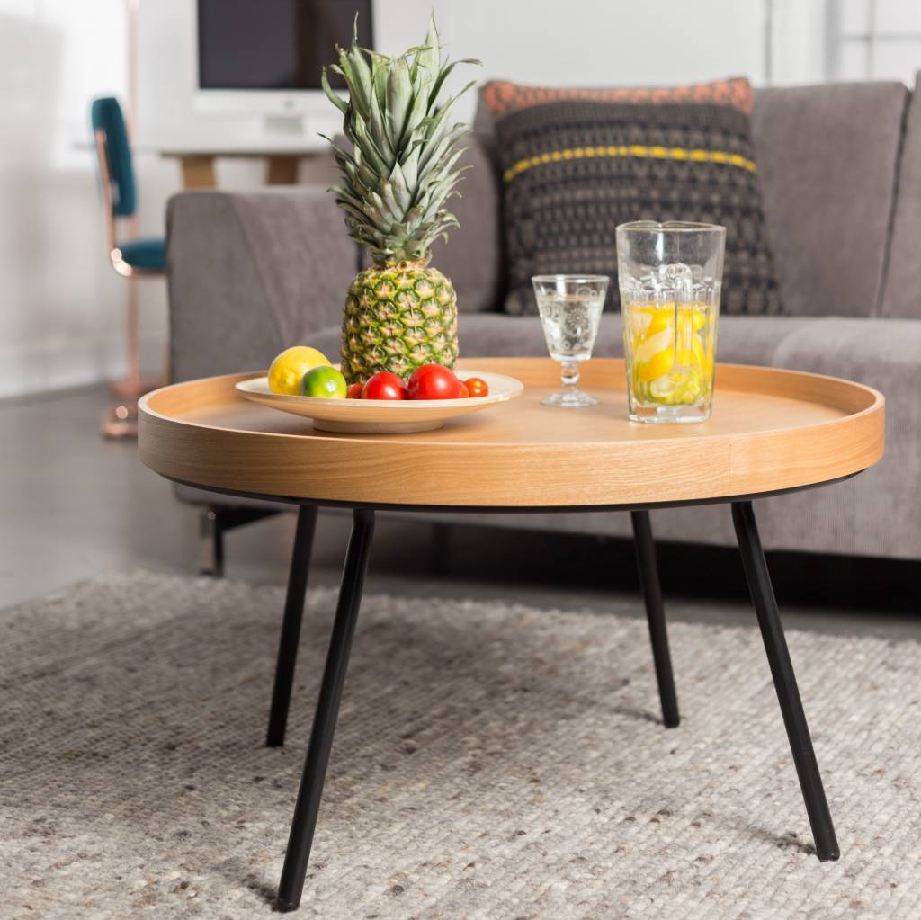 Zuiver Oak coffee table tray, wood Ø78x45cm - lefliving.com Zuiver Oak coffee table tray, wood Ø78x45cm - lefliving.com