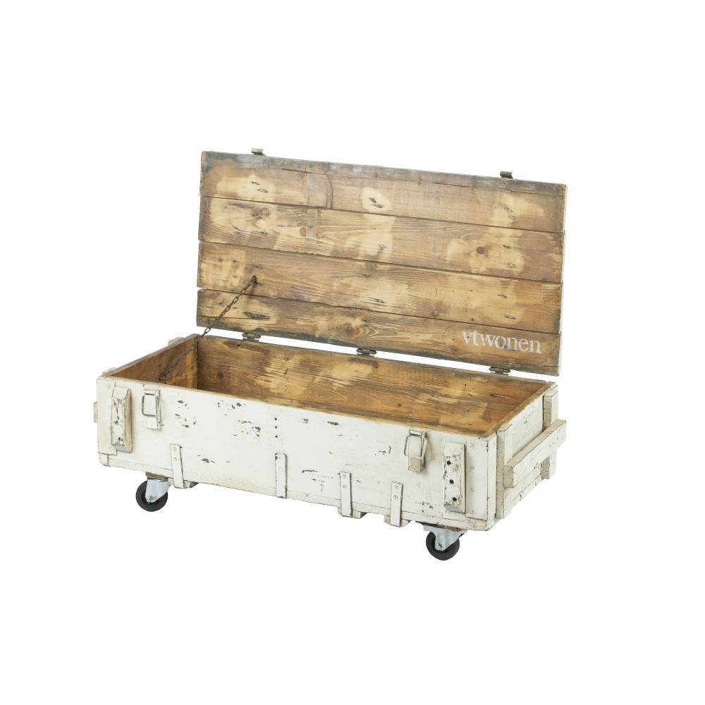 Salontafel Army wit hout 104x50x38cm - lefliving.de Salontafel Army wit hout 104x50x38cm - lefliving.de