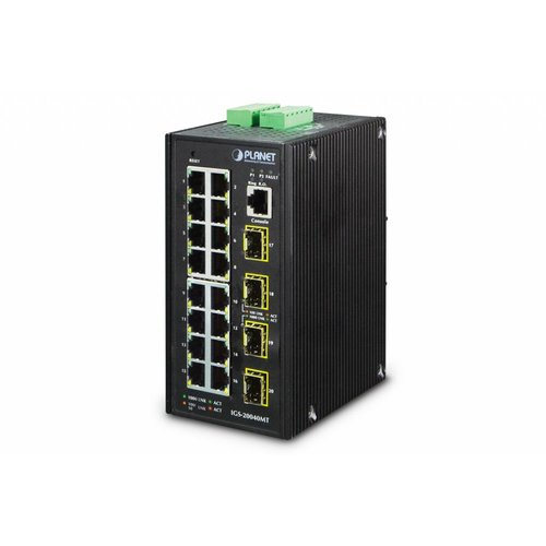 Planet Industrial L2 16 Port 10/100/1000T + 4 Port 100/1000X SFP Managed Planet Industrial L2 16 Port 10/100/1000T + 4 Port 100/1000X SFP Managed