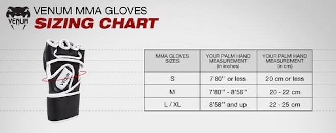 Venum Glove Size Chart
