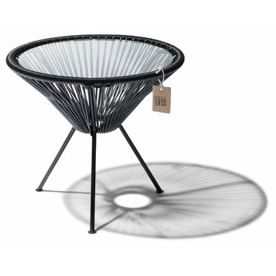 Tisch Japón schwarz mit Glastischplatte