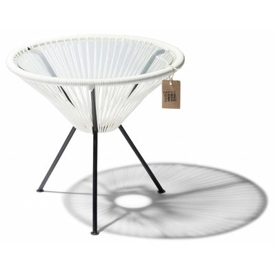 Tisch Japón weiß mit Glastischplatte