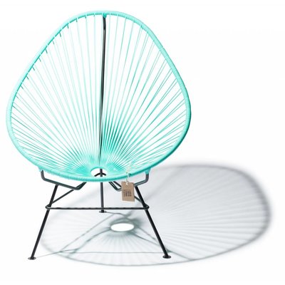 Handmade Acapulco chair turquoise light with black frame