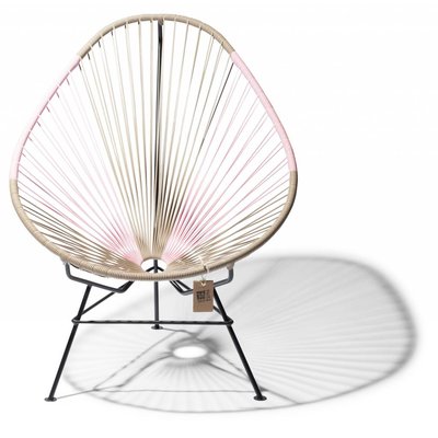 Acapulco chair beige & pink, handmade, black frame
