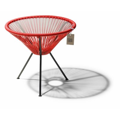 Table Japón red with glass table top
