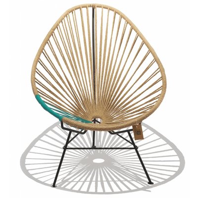 Fauteuil Acapulco en chanvre avec des détails de turquoise
