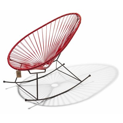 Handgemaakte Acapulco schommelstoel rood met zwart frame - Copy