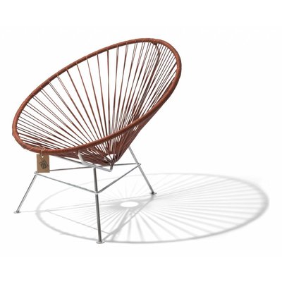 Silla Condesa de cuero natural con cromo