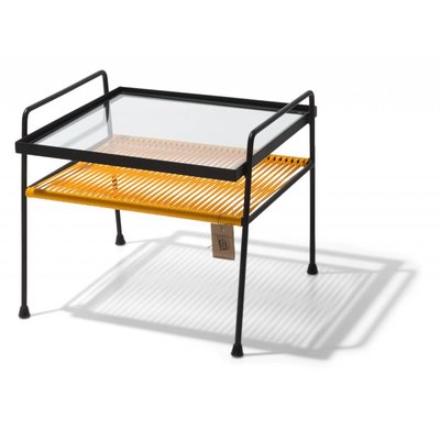 Mesa Boca Chica amarilla con vidrio