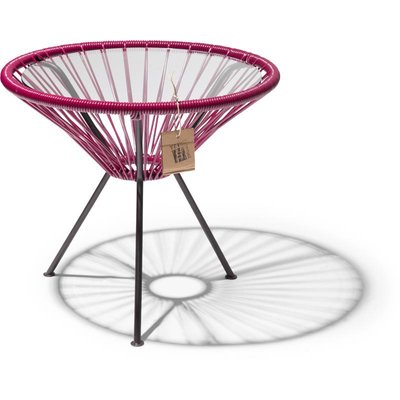 Table Japón violet vin avec plateau en verre