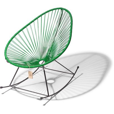 Silla Acapulco mecedora verde oscuro, base en negro