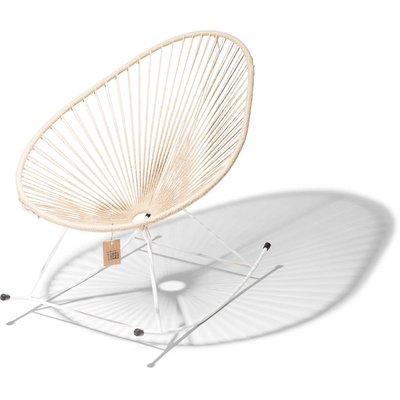 Fauteuil à bascule Acapulco en chanvre 100% naturel, cadre blanc