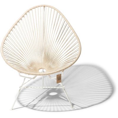 Chaise Acapulco en chanvre 100% naturel, cadre blanc