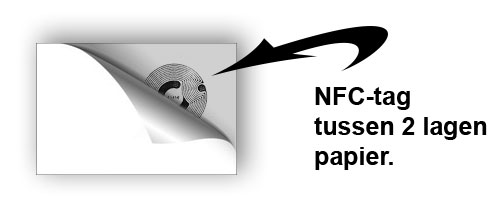 NFC-tag tussen papier...