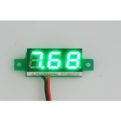 Mini Volt Meter GReen, 2 Wires 3 to 30 Volt DC 0.28"