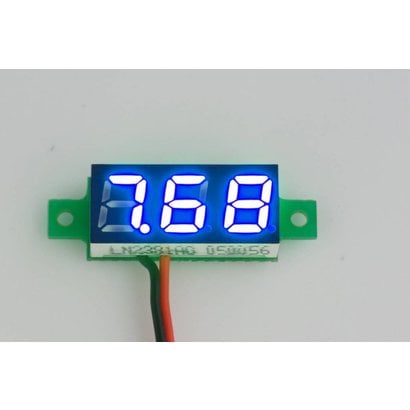 Mini Voltage Meter Blue 2 Wire 0.28"