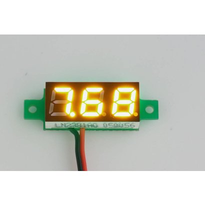Mini Volt Meter Yellow, 2 Wires 3 to 30 Volt DC 0.28"