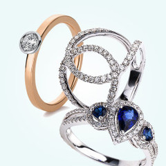 Diamantringe, Goldringe, Weißgoldringe und Silberringe