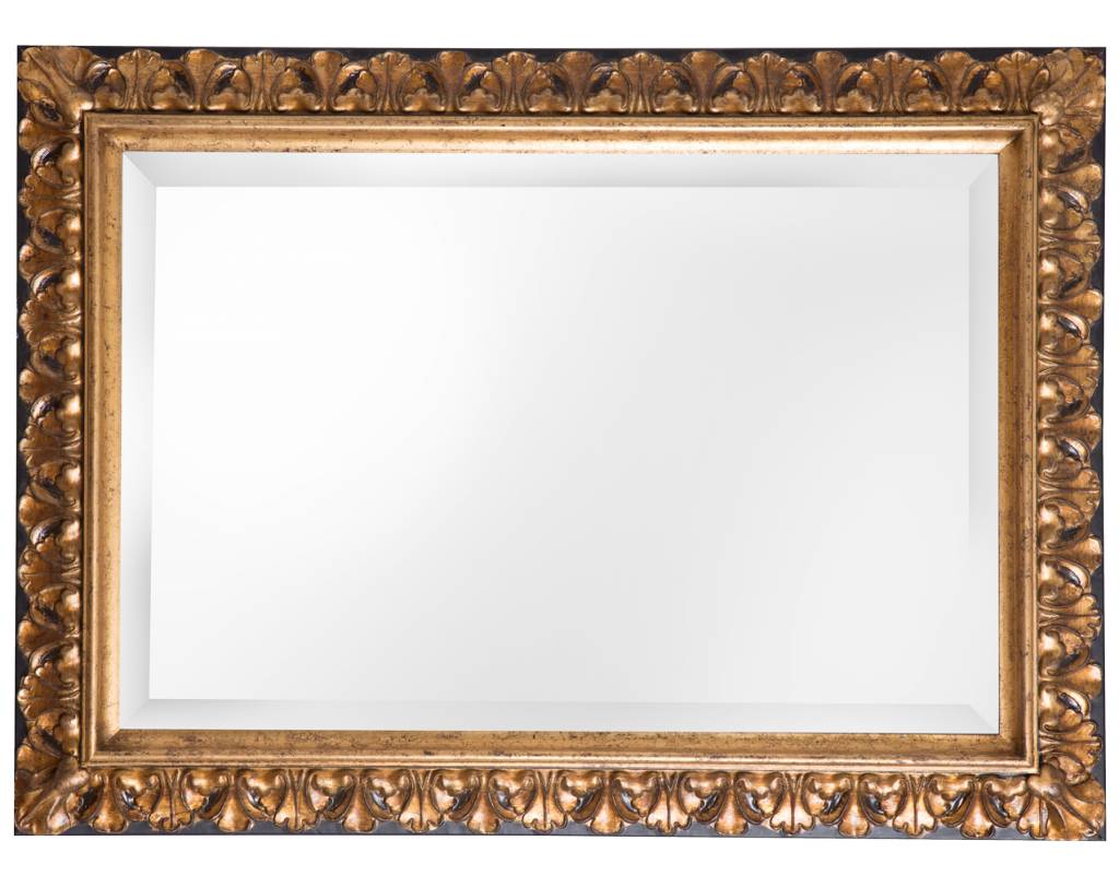 Padua spiegel met gouden lijst met bruine rand kunstspiegel.nl Greene muur woonkamer idee