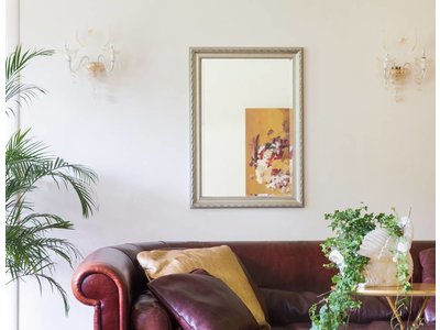 Pizzo - Bescheiden Italiaanse Barok Spiegel - Licht Zilver Gekleurd