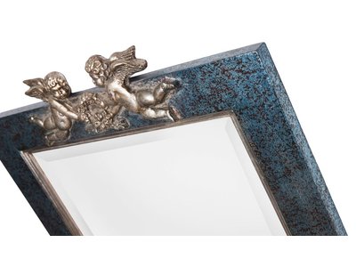 Engelen Spiegel met blauw zilveren lijst met engelen