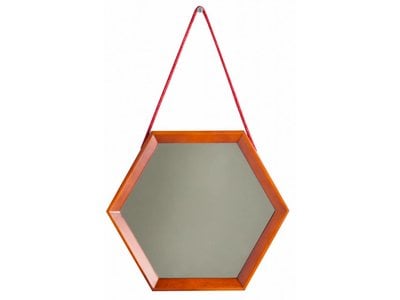 Lazio - hexagon spiegel - teak hout