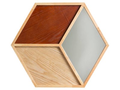 Abruzzo - Decoratieve Spiegel in 3D Kubus vorm - Houtkleur