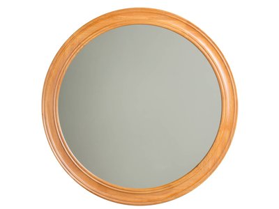 Basilicata - Ronde Spiegel met Bolle Inkeping - Houtkleur