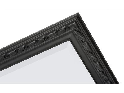 Bonalino - Barok Spiegel met Bladpatroon - Zwart Gekleurd Frame