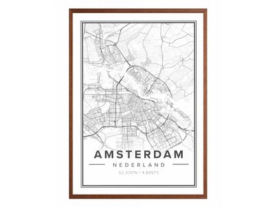 Ingelijste Stadskaart Amsterdam Premium