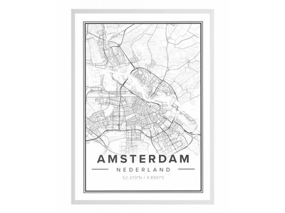 Ingelijste Stadskaart Amsterdam Premium