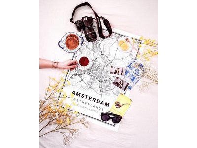 Ingelijste Stadskaart Amsterdam Premium