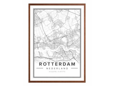 Ingelijste Stadskaart Rotterdam Premium