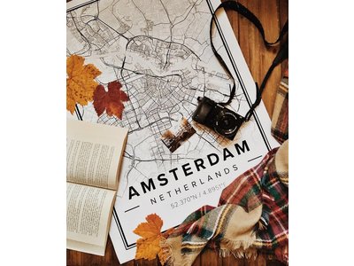 Ingelijste Stadskaart Amsterdam Premium