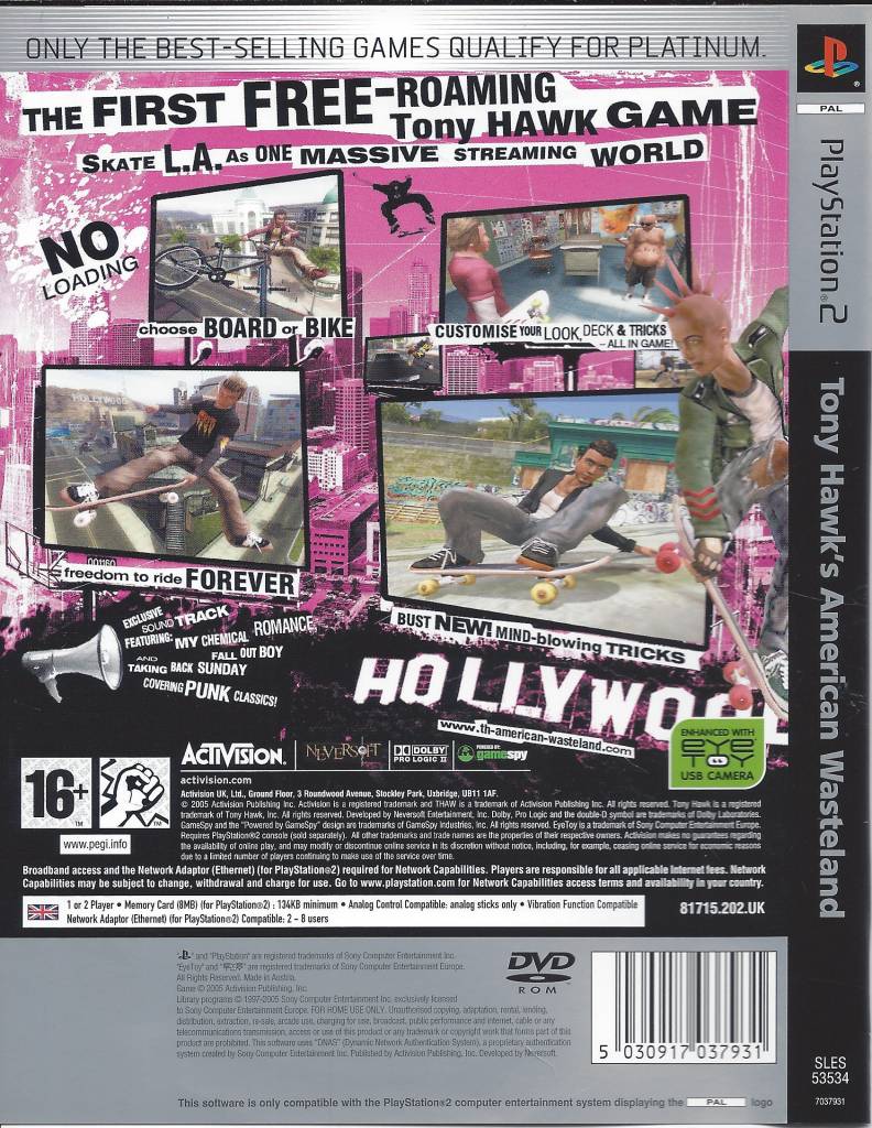 Tony Hawk's American Wasteland for Playstation 2 PS2 - Passion for ...