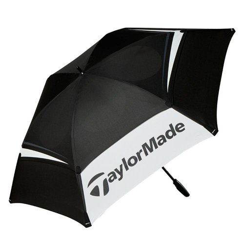 TaylorMade 68" Double Canopy Golfparaplu - Zwart Wit Grijs TaylorMade 68" Double Canopy Golfparaplu - Zwart Wit Grijs