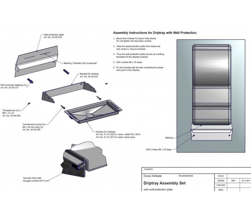 XXLselect Water Tray / Drip tray for Dyson Hand Dryer (Universal