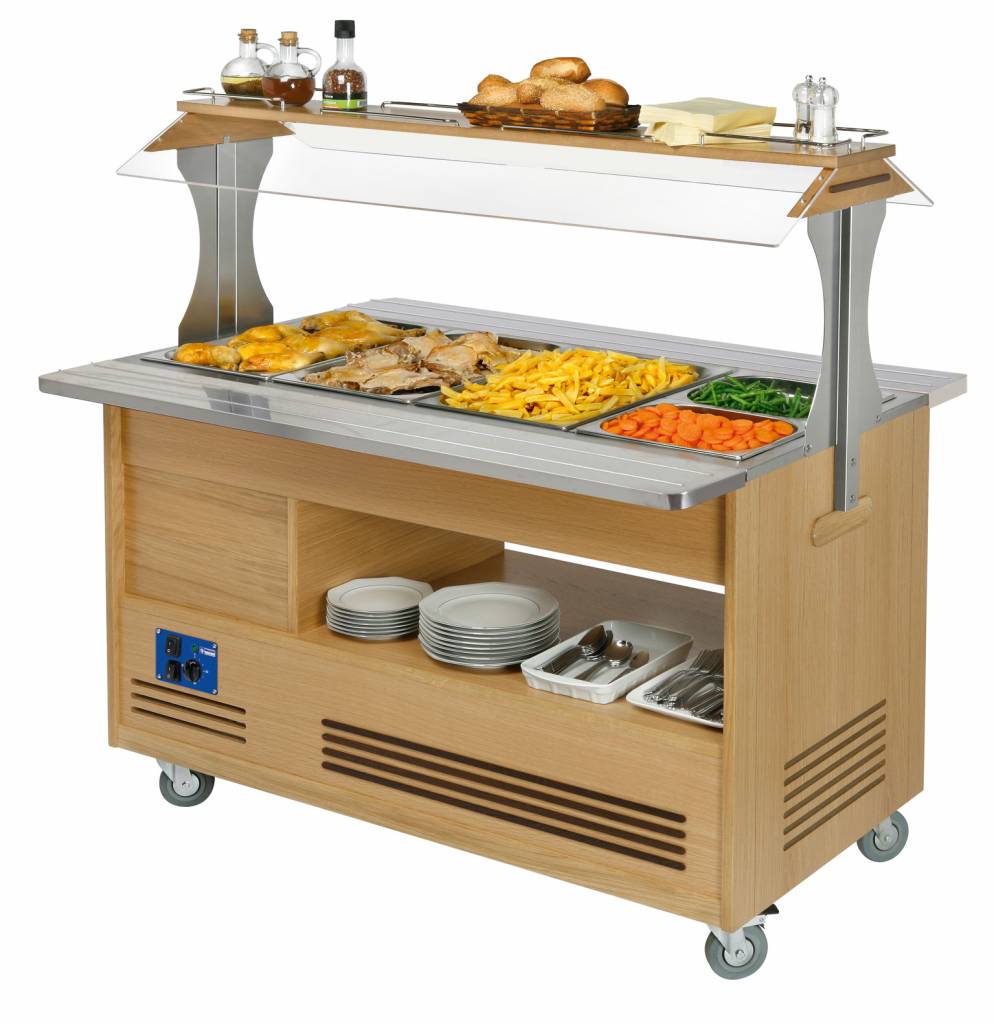 Diamond Bain Marie Refrigerated SaladBuffet Bar 4 x 1 / 1GN Light Wood