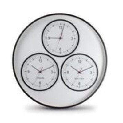 S&P ZONE wandklok 60cm met 3 wijzerplaten (wit-zwart)