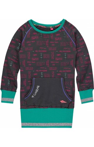 Quapi Sweaterjurkje Elin ebony met tekst Quapi Sweaterjurkje Elin ebony met tekst