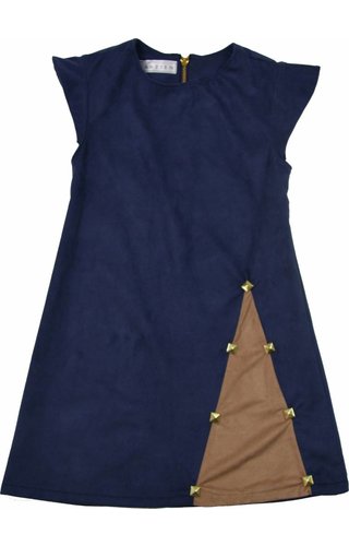 Soekartien Blauw suede jurkje met inzet Soekartien Blauw suede jurkje met inzet
