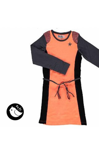 Birds by D-rak Jurk oranje met pailletjes Birds by D-rak Jurk oranje met pailletjes