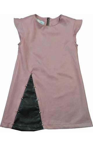 Soekartien SPECIAL PRICE: Roze suède jurkje met zwart leren inzet Soekartien SPECIAL PRICE: Roze suède jurkje met zwart leren inzet