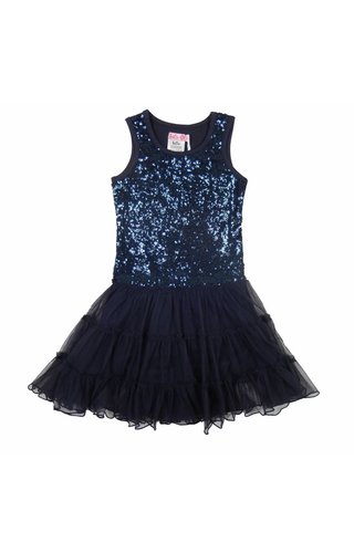 LoFff Blauwe jurk met glitter LoFff Blauwe jurk met glitter
