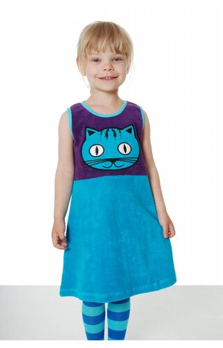 DUNS Sweden Overgooier badstof Kat, paars - blauw DUNS Sweden Overgooier badstof Kat, paars - blauw