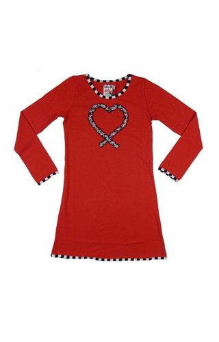 LoFff Winterjurkje hart ruches rood - Silver edition LoFff Winterjurkje hart ruches rood - Silver edition