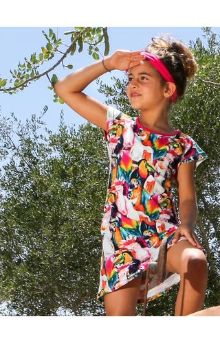 LoveStation22 Zomerjurk Soof met toucans en papegaaien LoveStation22 Zomerjurk Soof met toucans en papegaaien