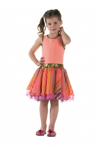LoFff Feestjurk roze en coral LoFff Feestjurk roze en coral