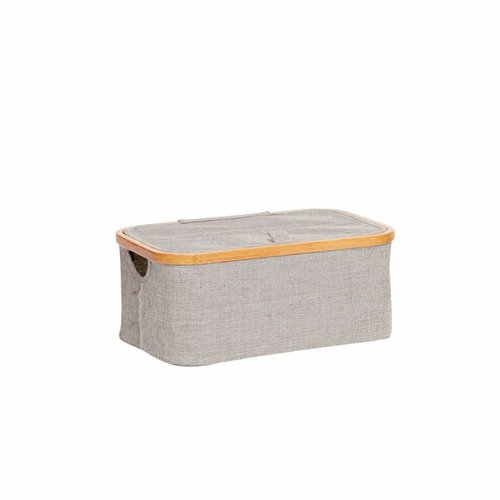 Hubsch opbergbox bamboe/textiel grijs - 38x26xh16 cm Hubsch opbergbox bamboe/textiel grijs - 38x26xh16 cm
